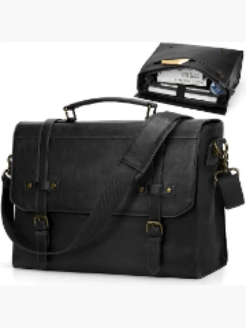 Vintage Leather Messenger Bag 17 Inch Laptop Briefcase Waterproof Crossbody